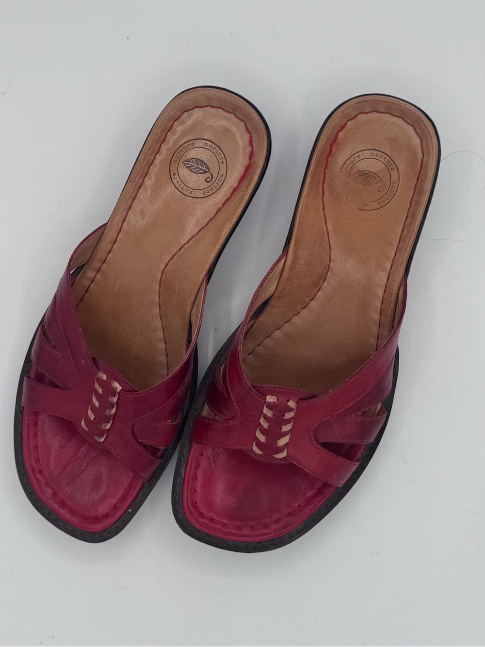 Nurture by Lamaze Women's Burgundy Slip-On Leather Mules